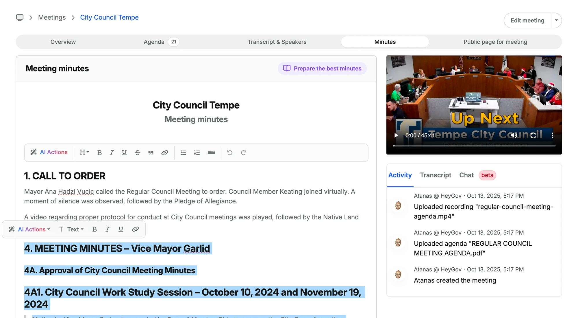 ClerkMinutes: Assigning Speakers to the Meeting Minutes