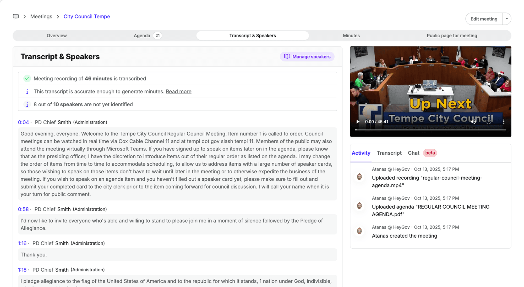 ClerkMinutes: Assigning Speakers to the Meeting Minutes