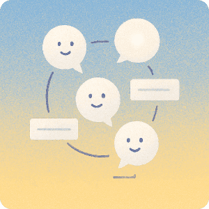 Illustration of smiling speech bubbles