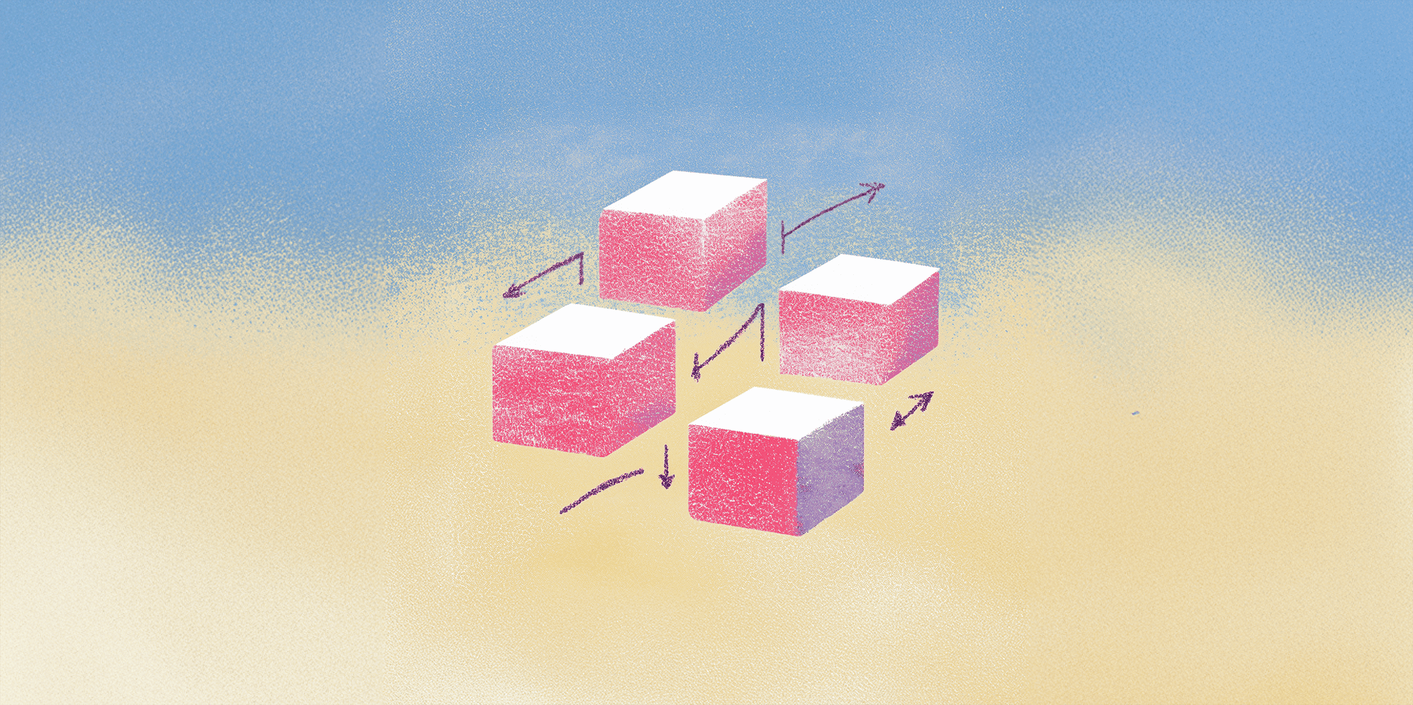 Illustration of colored cubes with arrows connecting them